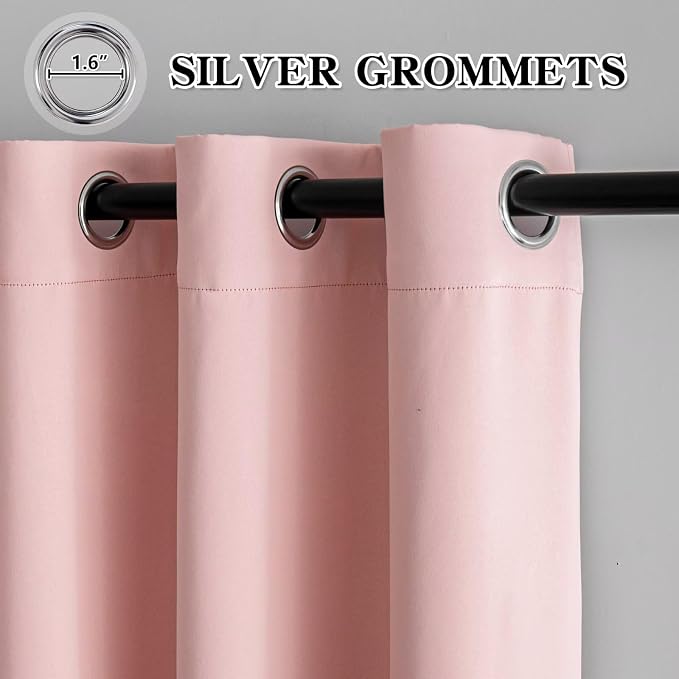 IGEMAEVE Gossamer Pink Curtains 84 Inch Length 2 Panels Set, Light Filtering - Image 3
