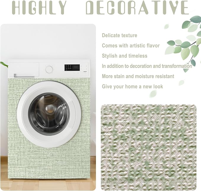 Amiya Grasscloth Wallpaper Sage Green Peel and Stick Faux Fabric Linen Contact - Image 9