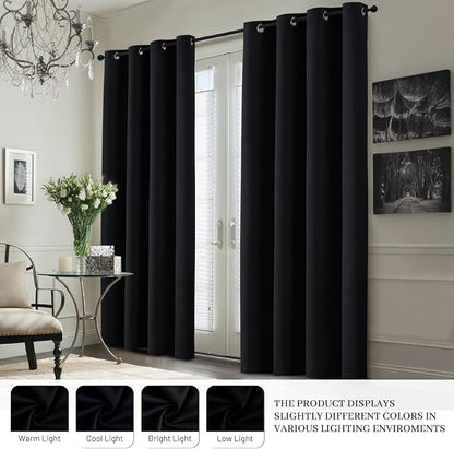 Yakamok 100% Blackout Curtain Panels 63 inches Cold and Light Blocking Drapes - Image 7