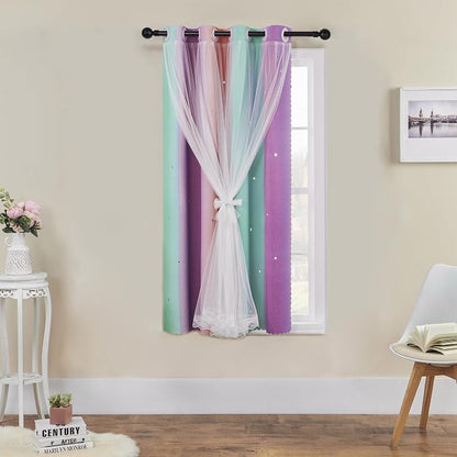 XiDi Kids Room Decor for Girls Bedroom, Girls Room Curtains Windows Wall Drapes by Addsomecolortolife