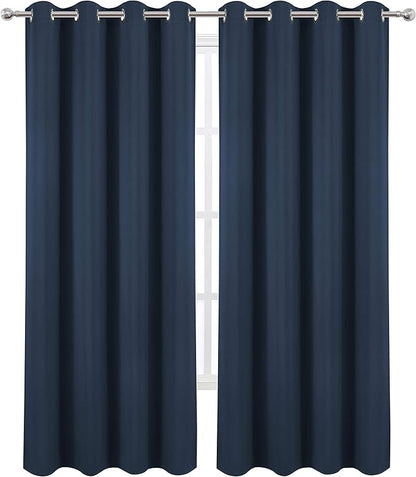 LEMOMO Navy Blue Thermal Blackout Curtains/52 x 108 Inch/Set of 2 Panels Room - Image 2