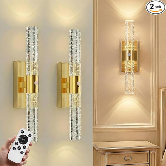 IRONPAX Wall Sconces Battery Operated Set of 2, Wireless Rechargeable Wall by IRONPAX