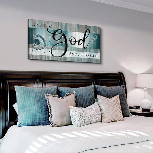 Christian Wall Decor Bible Verse Wall Art Give It to God and Go to Sleep - Image 2