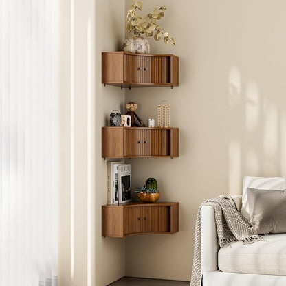 Corner Shelves Wall Cabinet Set of 3, Floating Corner Shelf Organizer - Image 6