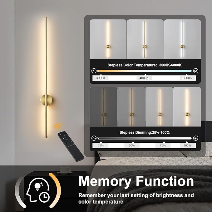 Battery Operated Modern Wall Sconces Set of Two, Rechargeable Wireless Wall - Image 4