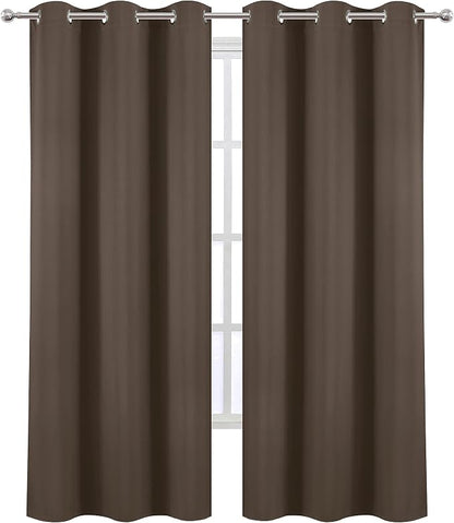 LEMOMO Chocolate Thermal Blackout Curtains/42 x 84 Inch/Set of 2 Panels Room - Image 2