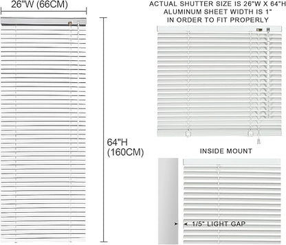 YIIBAII Mini Blinds Suitable for 26.5" W x 64" H Windows 1" Aluminum Horizontal - Image 6