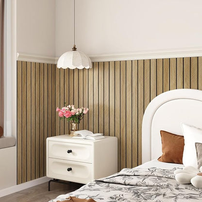 Brown 3D Wood Slat Panels for Walls Acoustic Slat Wall Paneling Peel and Stick - Image 3