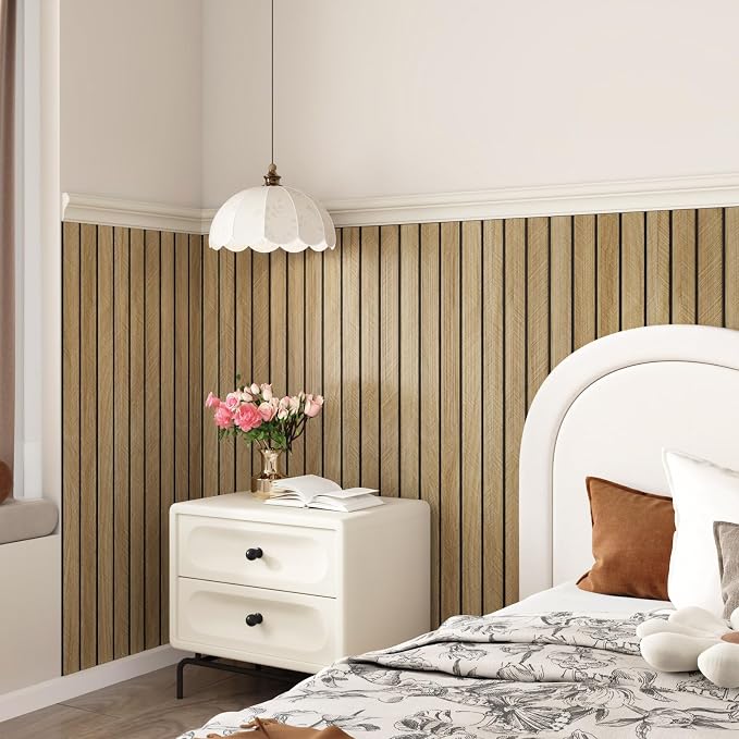 3D Brown Wood Wall Panels 197"x11.8" Acoustic Slat Wall Paneling Peel and Stick - Image 4