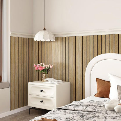197"x23.6" Brown Wood Slat Wall Panels Self Adhesive Acoustic Slat Wall - Image 3