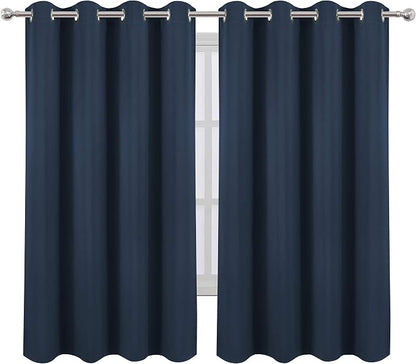 LEMOMO Blackout Curtains 52 x 63 inch/Navy Blue Curtains Set of 2 - Image 2