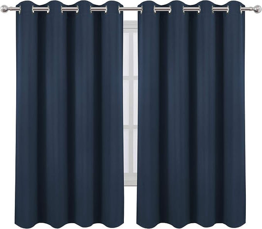 LEMOMO Blackout Curtains 52 x 63 inch/Navy Blue Curtains Set of 2 - Image 2