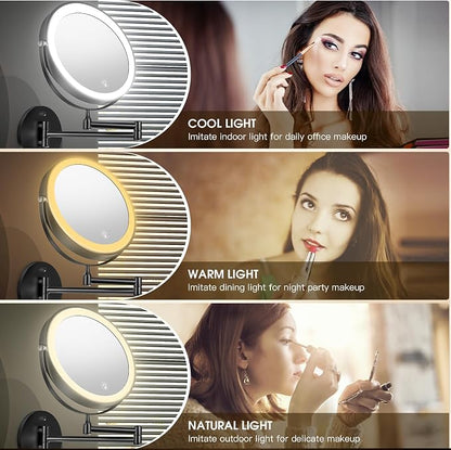 MNIENT Wall Mounted Lighted Makeup Mirror, 3 Color Led Vanity Mirror - Image 2