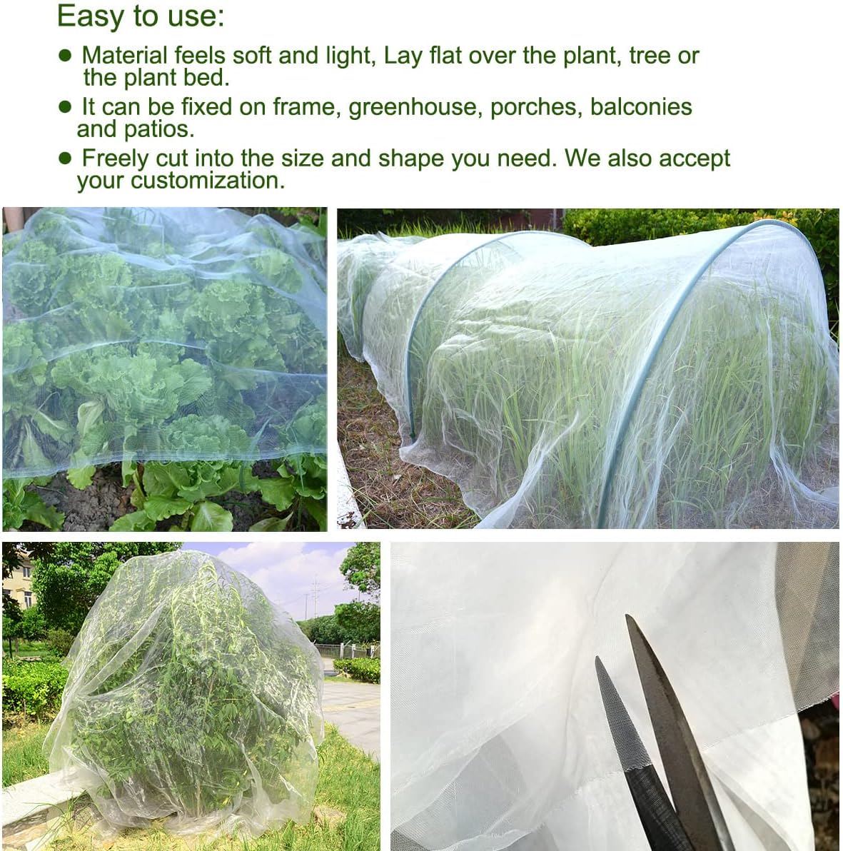 10x10Ft Mosquito Bug Insect Bird Fine Mesh Net Barrier Hunting Blind Garden Screen Netting for Protect Your Plant Fruits Flower
