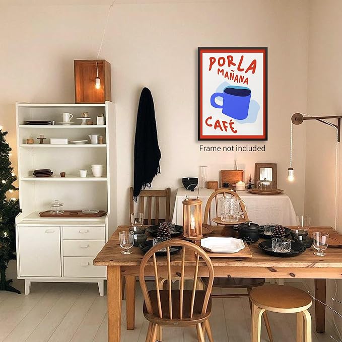 Kitchen Wall Art Por La Mañana Cafe Print Vintage Coffee Artwork Pictures - Image 3