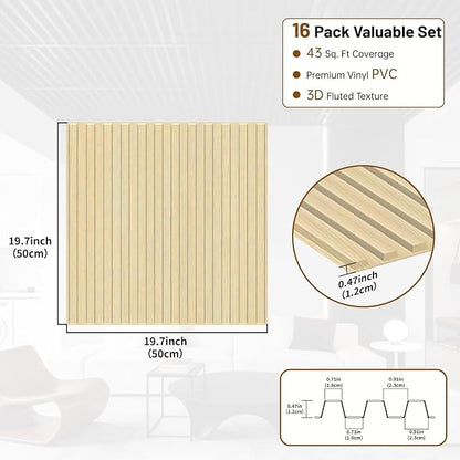 RITOLLO 16-Pack PVC Slat Wall Panels - Image 2