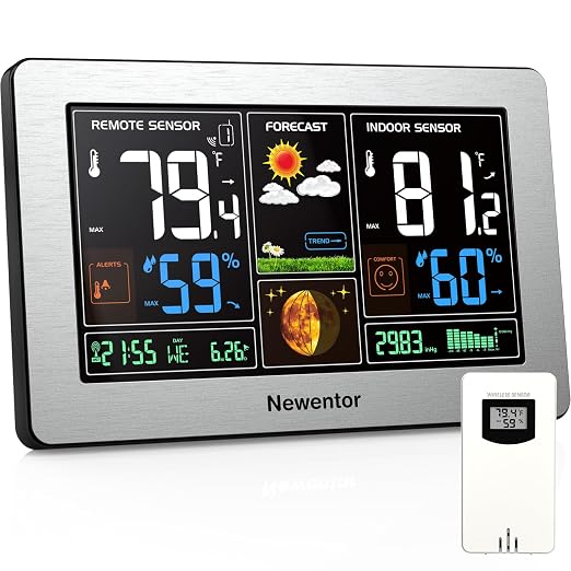 Newentor Weather Station Wireless Indoor Outdoor Thermometer, Color Display by Newentor