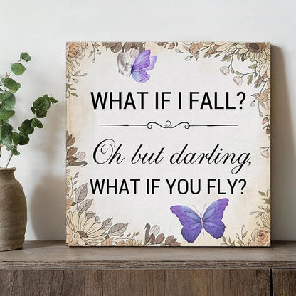 Inspirational Purple Butterfly Wall Art Decor, What If You Fly Motivational - Image 4