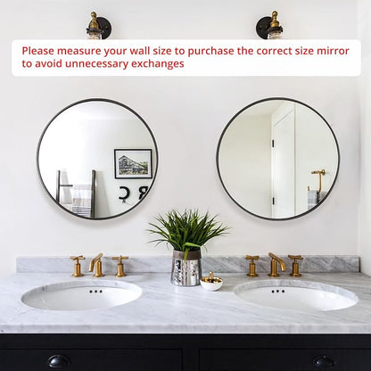 Fabuday Black Circle Mirror for Wall 20 inch - Image 2