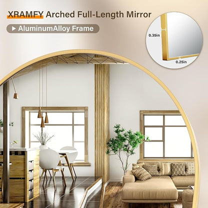 XRAMFY 86"x40" Arched Full Length Mirror Floor Mirrors - Image 6