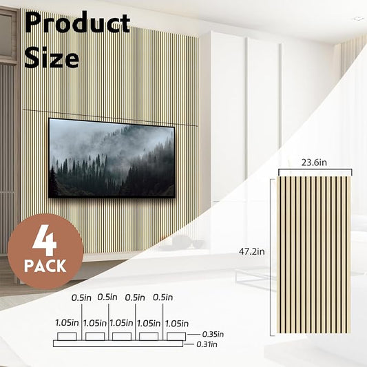RITOLLO 4 Pack Wood Panels for Wall, Wood Slat Acoustic Panels for Wall - Image 2