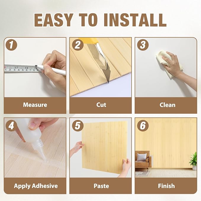 Natural Bamboo Wall Panel Covering Roll, Flexible Pole Wrap Wainscoting - Image 4