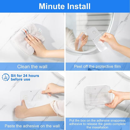 Diesisa 2pc Acrylic Wall Mount Organizer, Small Adhesive Clear Cabinet Door - Image 6