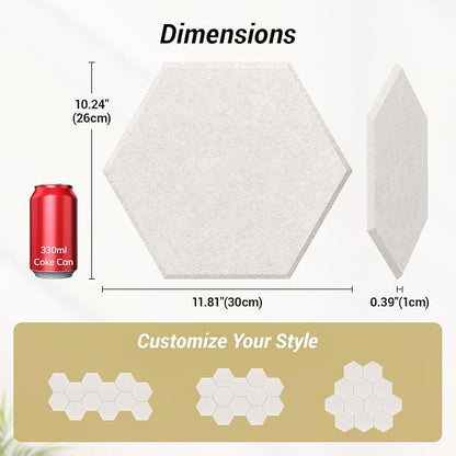 12 Pack High Density Hexagon Acoustic Panels, TONOR 12"x 10"x 0.4" Soundproof - Image 4