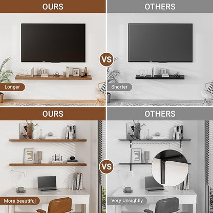 Heimlove Floating Shelves for Wall 48 Inches Long, 9.3" Deep Walnut Floating - Image 4