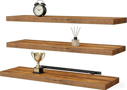 Vervida® Floating Shelves, 47.2 inch Wall Mounted Rustic Wood Shelves by Vervida