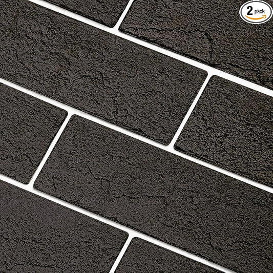 Old Town Black Faux Brick Wall Tiles, 3D Thin Brick Veneers by TORURAL