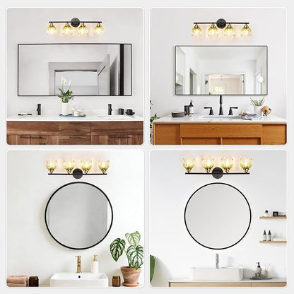 TALOYA Bathroom Vanity Light Fixtures, 4-Light Modern Black and Gold Wall Lights - Image 9