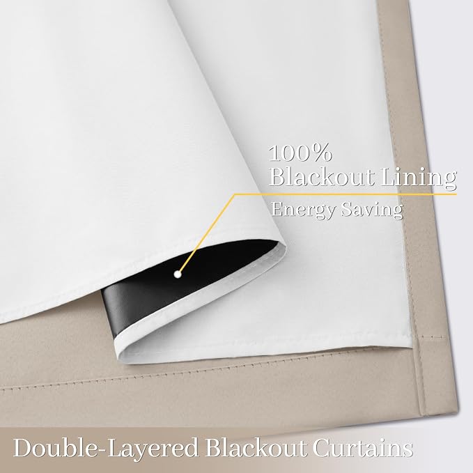 Yakamok 100% Blackout Curtain Panels 72 inches Cold and Light Blocking Drapes - Image 4