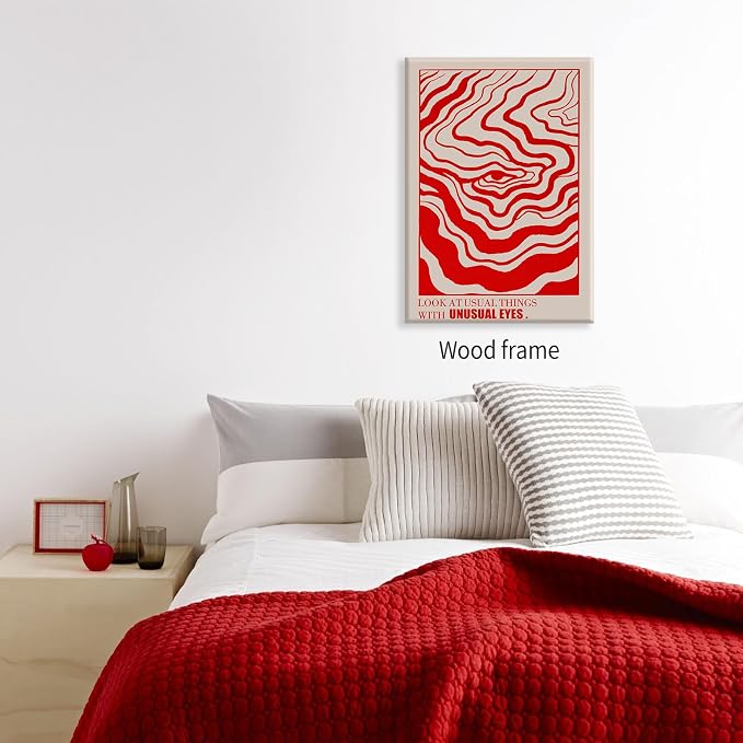 Medpol Retro Red Abstract Eye Canvas Print Wall Art 16x24 inch Framed Vintage - Image 4