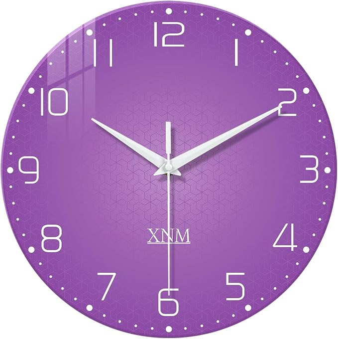 XNM Large Wall Clock for Girls Room 16 Inch Purple Clock Battery Operated Glass by XNMwallclock