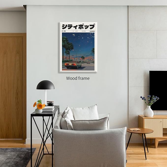 Vintage Japanese Framed Wall Art 90s Vaporwave Aesthetic Print Asian Music - Image 4