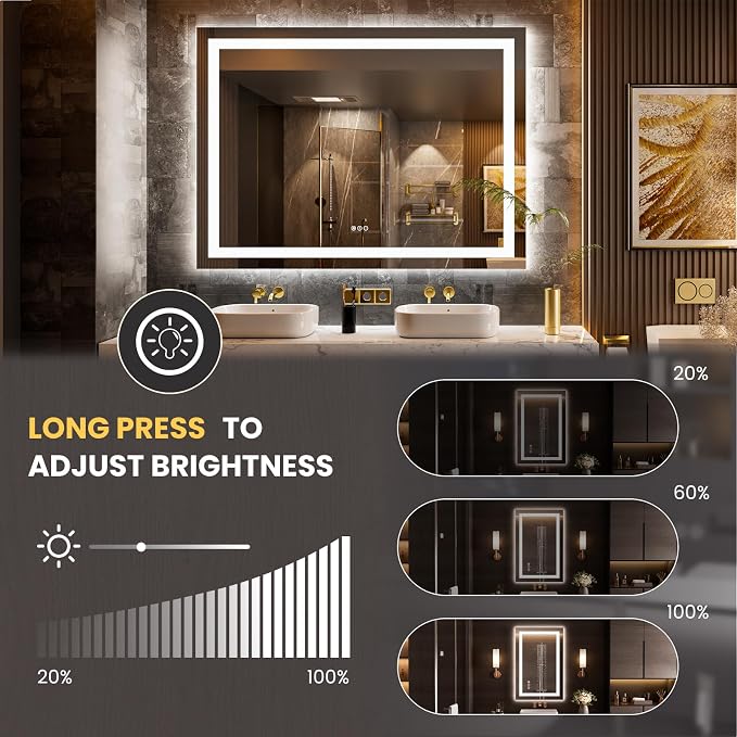 LOAAO 44"x60" LED Bathroom Mirror - Image 3