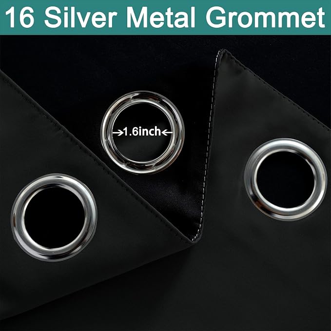 Yakamok 100% Blackout Thermal Insulated Grommet Curtains, Noise Reducing - Image 3