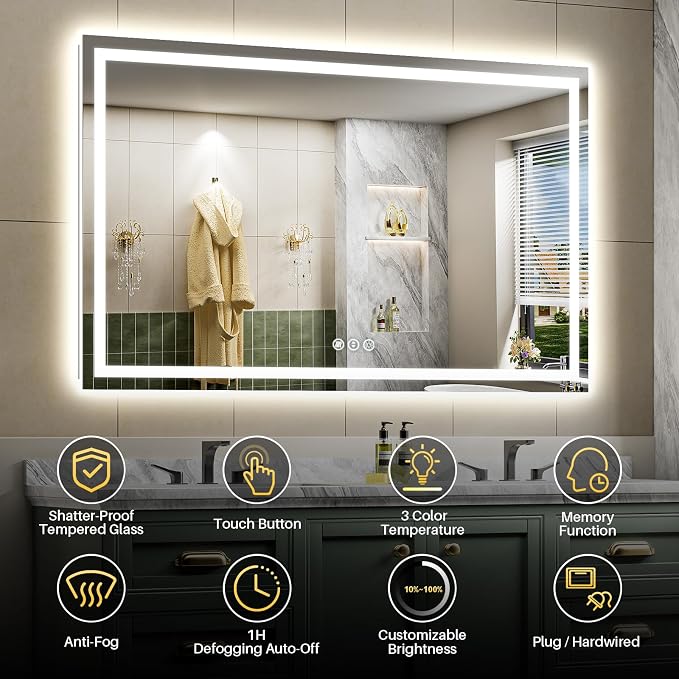 Briivue 68x38 Inch LED Bathroom Mirror - Image 2