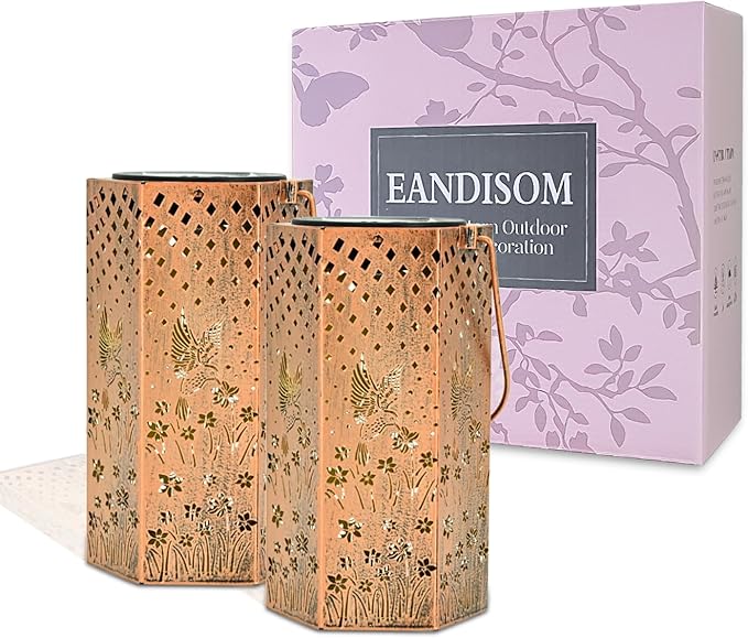 2 Pack Hummingbird Solar Lanterns Outdoor Waterproof - Birthday Gifts for Women, Men, Mom, Solar Lights Outdoor Hanging Garden Decor for Outside, Patio, Outdoor, Yard, Lawn, Balcony