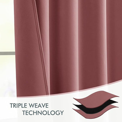 MIULEE Dusty Rose Back Tab Blackout Curtains 120 Inch Long 2 Panels Set - Image 7