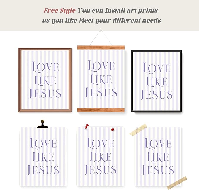 LARTSFRO Coquette Purple Bow Jesus Wall Art Decor Posters, Inspirational Bible - Image 4