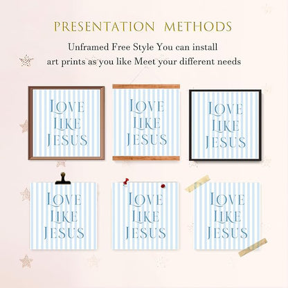 LARTSFRO Coquette Blue Bow Jesus Wall Art Decor Posters, Light Blue Bow - Image 4
