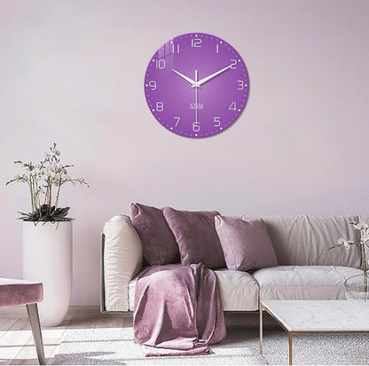 XNM Purple Wall Clock for Girls Bedroom Analog Simple Wall Clocks Battery - Image 2
