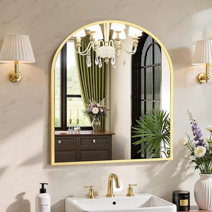 Sweetcrispy 31"x32" Arched Gold Bathroom Mirrors by Sweetcrispy
