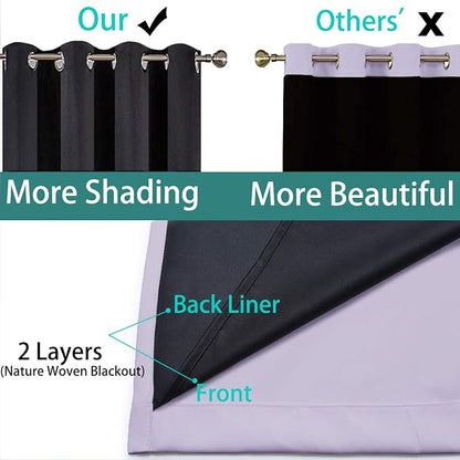 Yakamok 100% Blackout Extra Wide Thermal Insulated Curtains, Total Shade Patio - Image 5