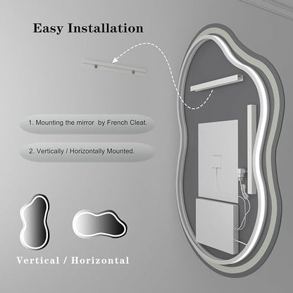 SMIROR Irregular Led Backlit Bathroom Mirror 60 x 32 inch, Asymmetrical Cloud - Image 7