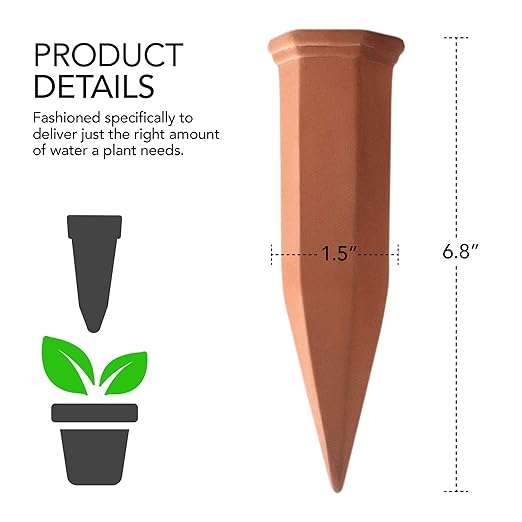 Plant Self-Watering Stakes for Indoor Outdoor Plants (4 Count) Terracotta Plant Watering Spikes for Recycled Wine Bottles to Water Plant at Home or on Vacation - Automatic Irrigation System for Plants