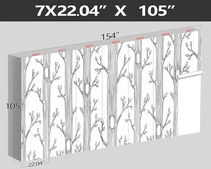 XMPMBM-Hand-Painted Cartoon Grey Tree Fabric Wallpaper Nursery Room Kids - Image 4