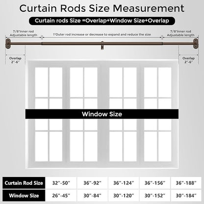 2 Pack Curtain Rods 36-120 Inch, Bronze Wrap Around Blackout Curtain Rods - Image 8